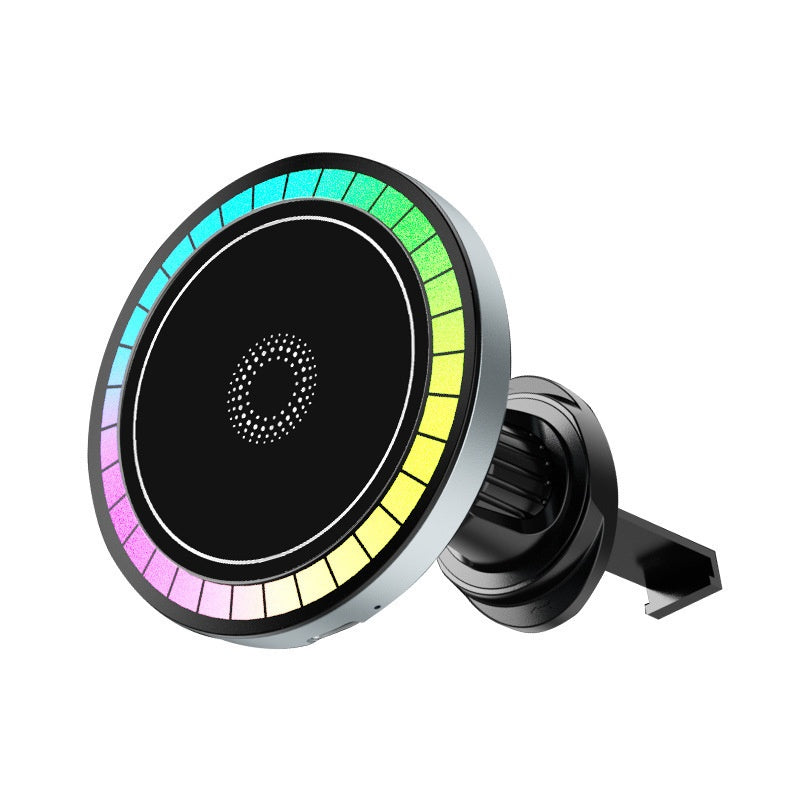 Téléphone mobile monté sur véhicule RGB lampe sans fil charge rapide applicable au soutien-gorge de navigateur de voiture