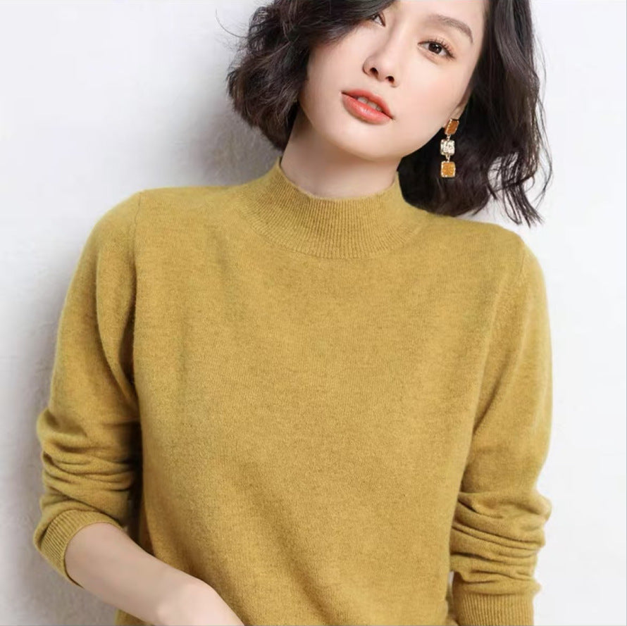 Patchwork à manches longues Sweater Femmes Core-Spun Fil tricoté Top Loose-Fit Fondage tricoté Top