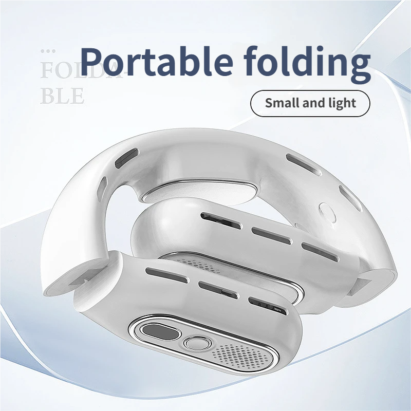 Ventilateur de col suspendu pliable avec affichage numérique 3 vitesses faible bruit USB rechargeable pour la sortie