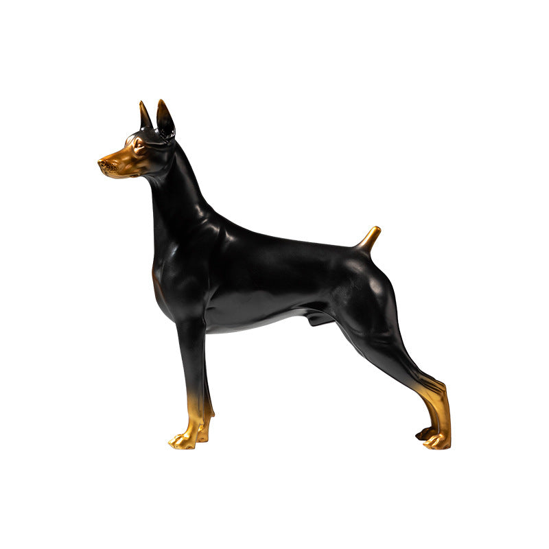 Ornement de chien en laiton Doberman debout d'ère d'or cuivre