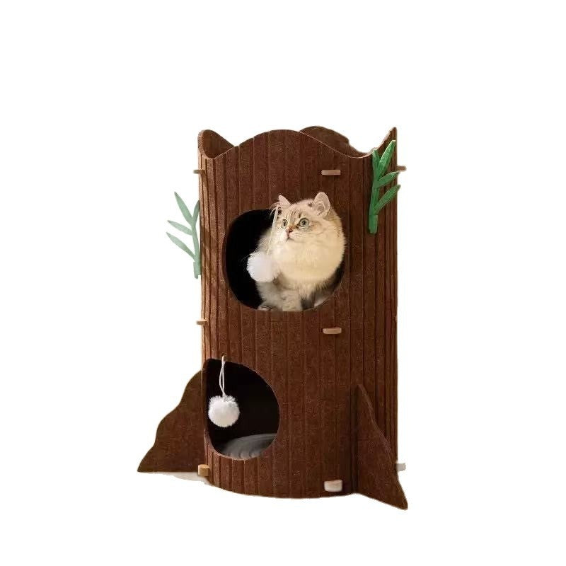 Arbre de chat à plusieurs niveaux avec lit de chat intégré et grotte