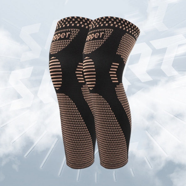 Sports genou Brace cuivre-fibre Nylon tricoté genou Padnon-dérapant pour la course Fitness Bas