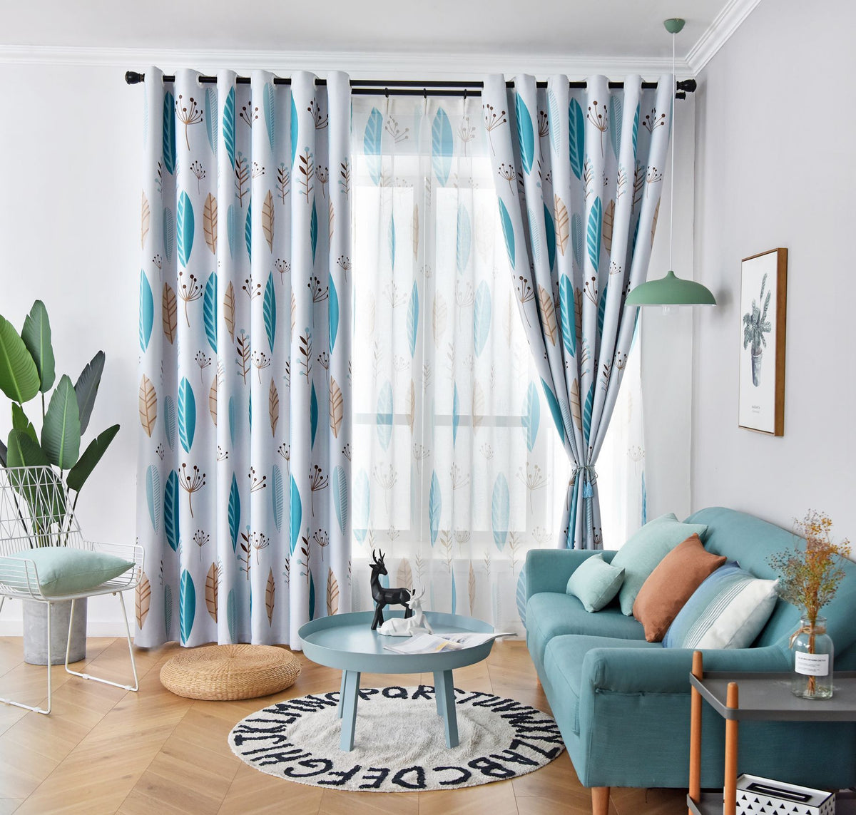 Style nordique Nordic Leaf Rideau Shading Chambre à coucher Salon Shading Rideau Finished Simp