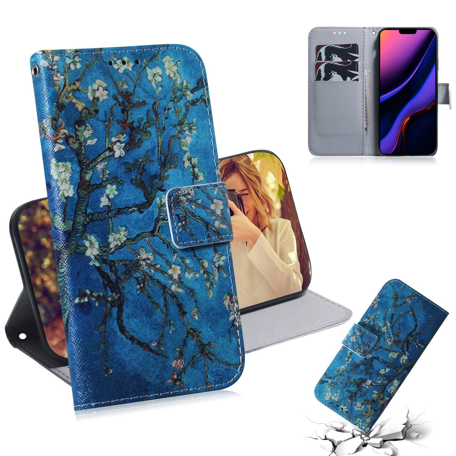 Étui de téléphone en cuir peint