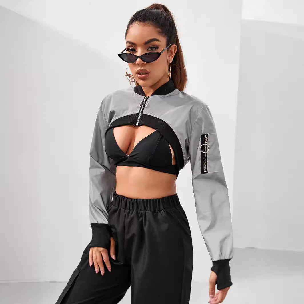 Style Street Reflective Mode Tendance Veste Ultra-Short Coat