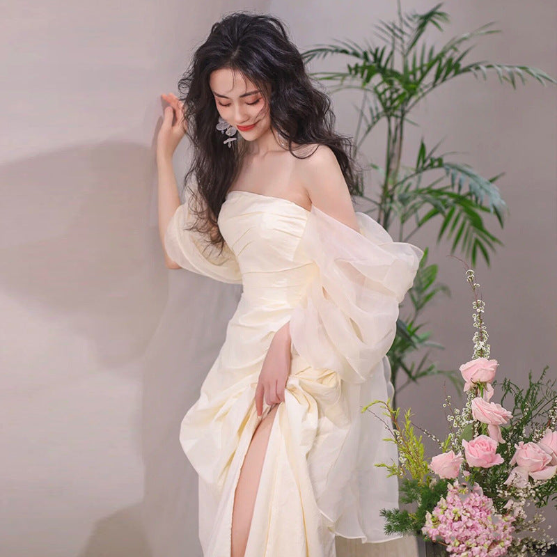 Tube Top léger robe de mariage Mariée Simple Long