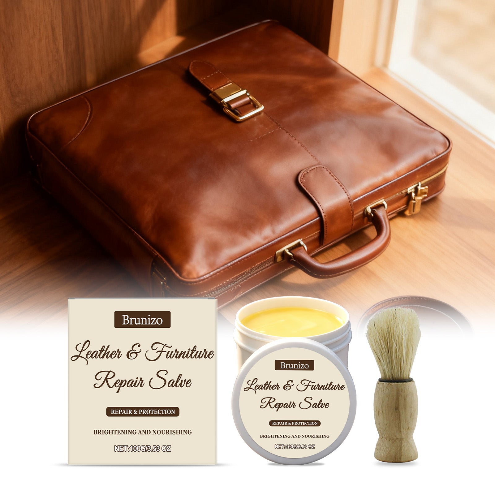 Crème de soins en cuir 1 00g-1 Brush-1box