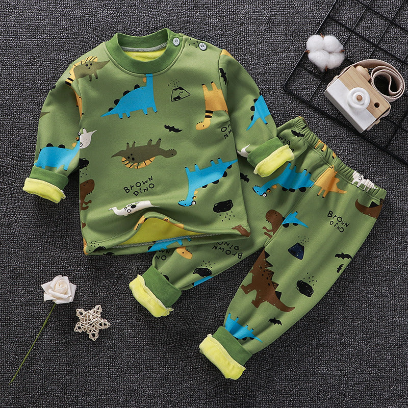 Sous-vêtements thermiques pour enfants Costume en peluche Épaisseur Garçons Filles Vêtements d'automne