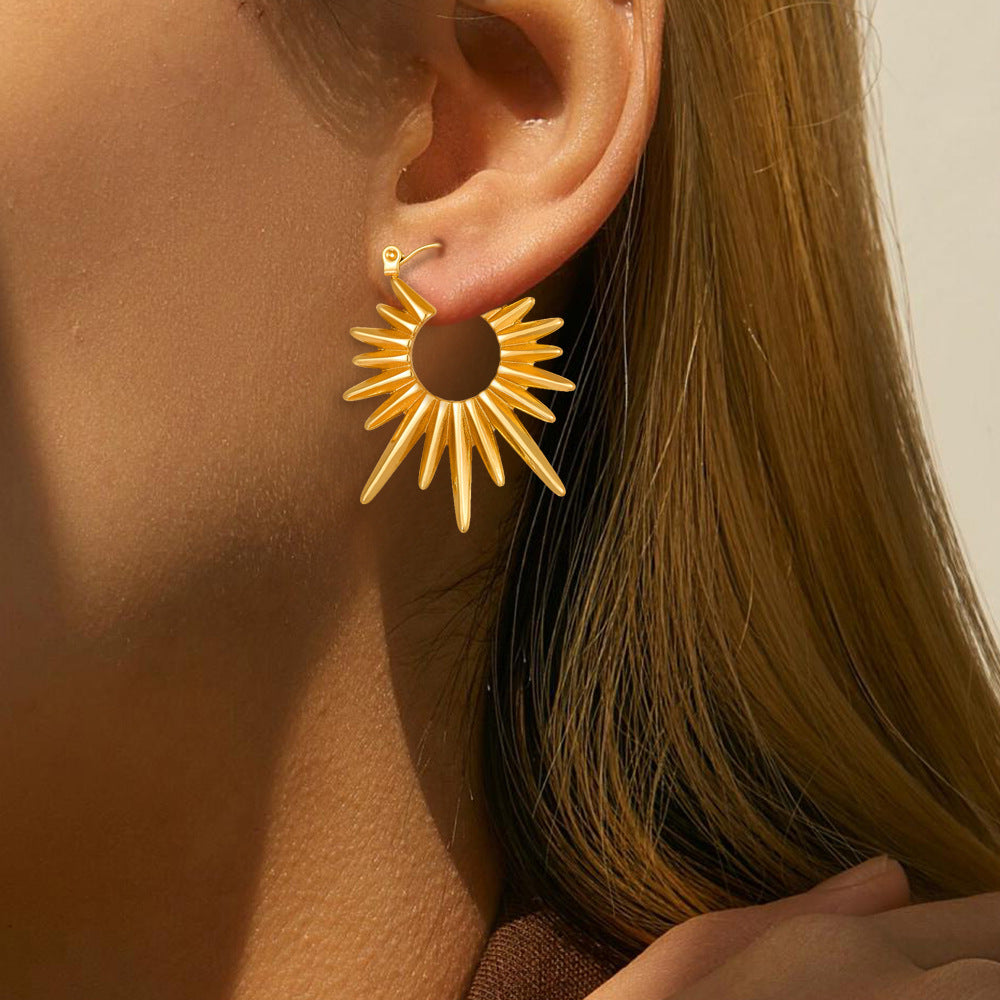 Boucles d'oreilles en acier inoxydable Light personnalisé de luxe Vintage 18k plaqué or