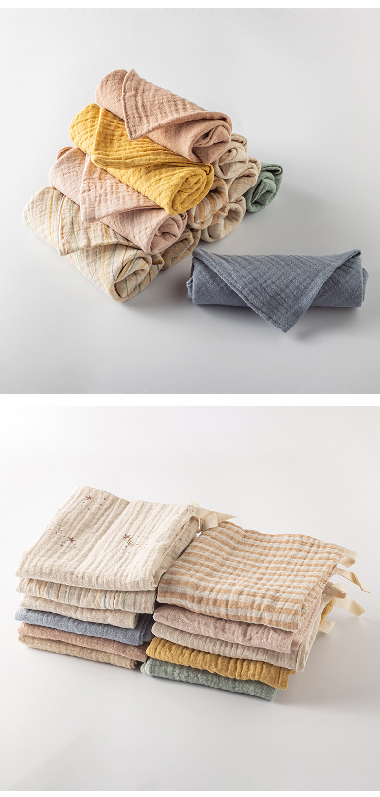 Simple bébé Gauze coton Serviette carrée à quatre couches Salive Serviette visage vêtement couleur soins infirmiers