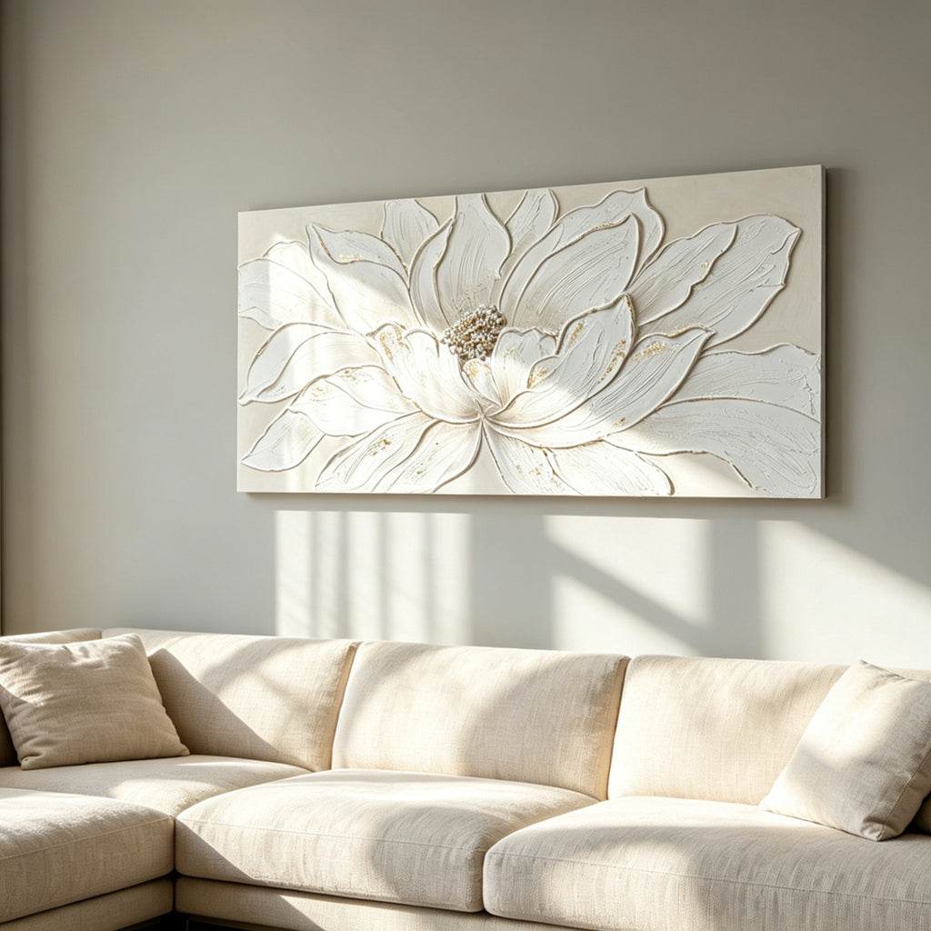 24x48 blanc lotus fleur toile d'art mural