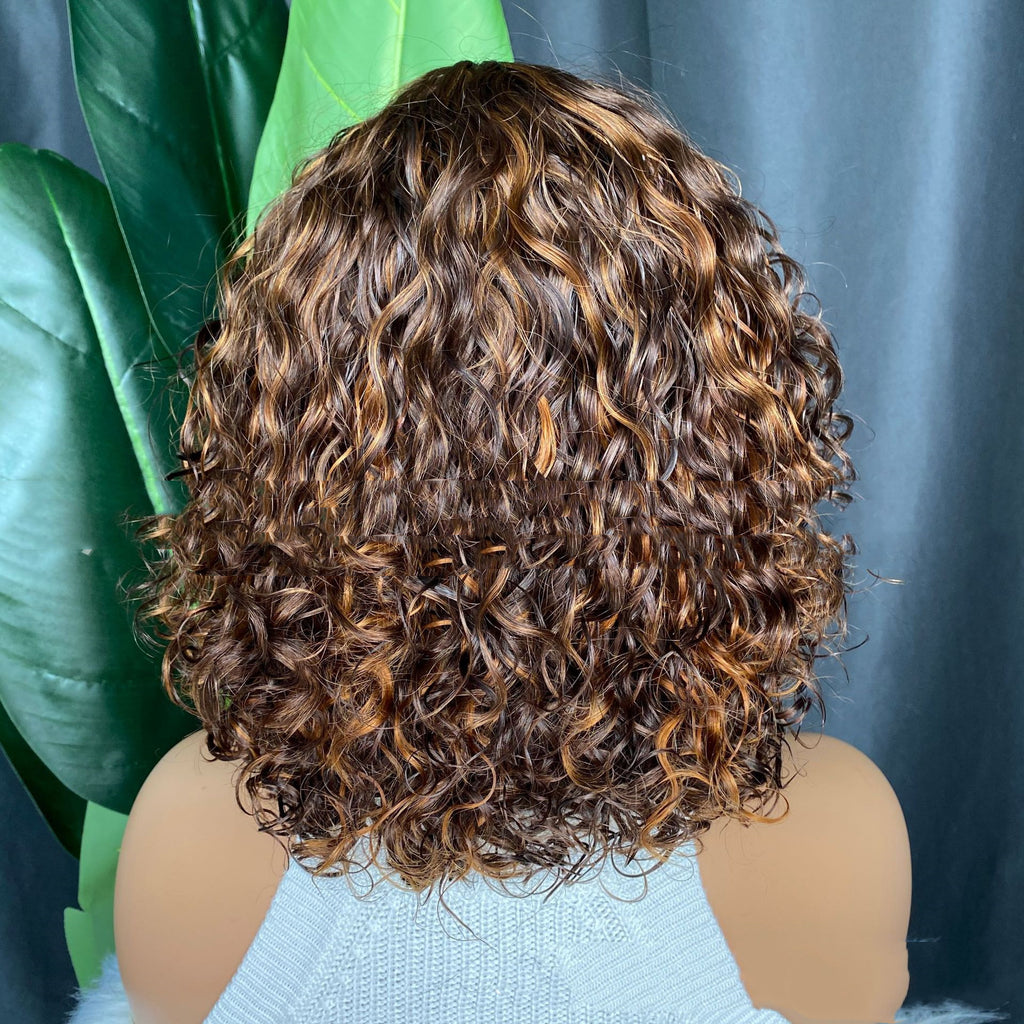 Perruque cheveux humains bouclée pleine machine