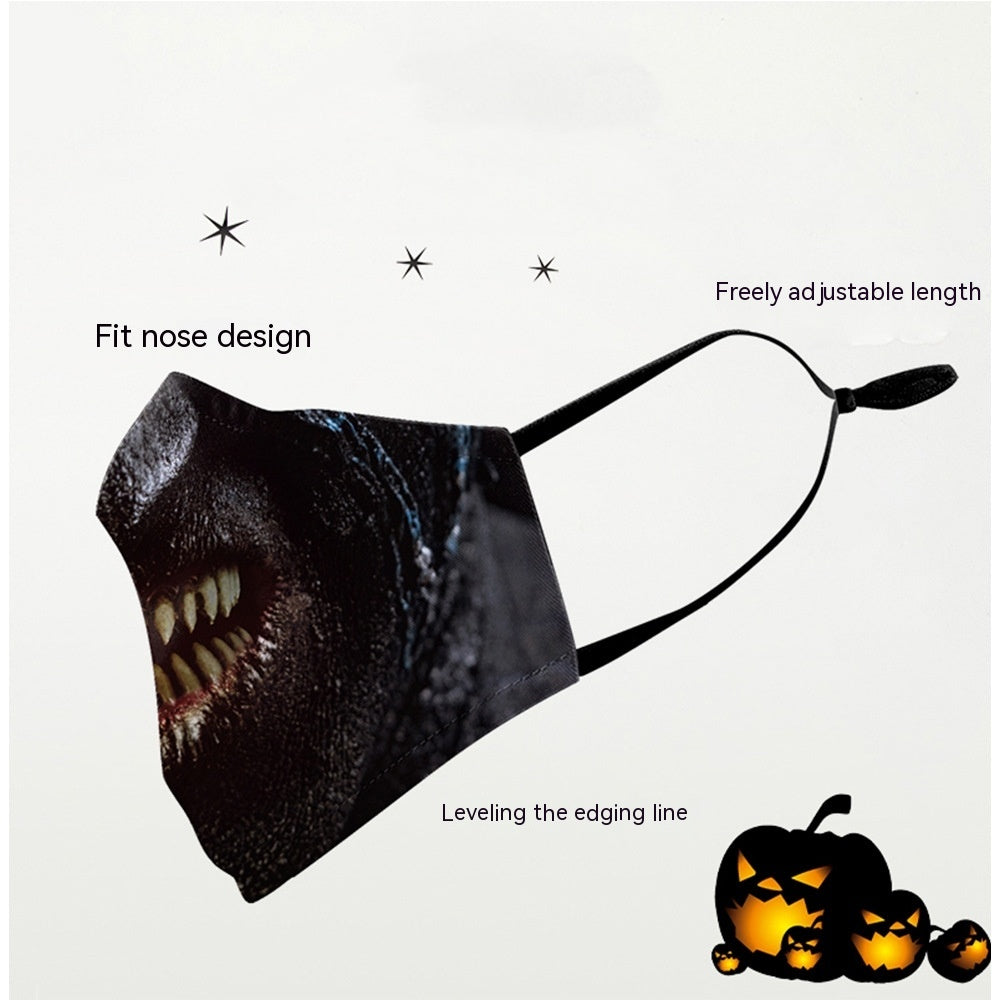 Halloween impression numérique drôle Horreur visage double couche masque de poussière