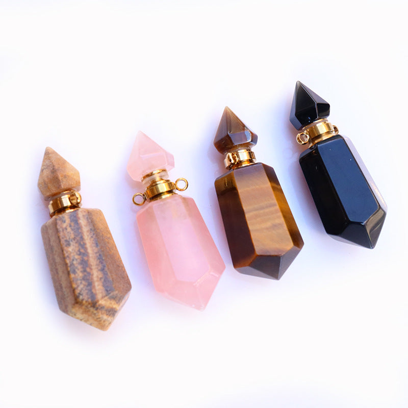 Pendentif de chaîne de bouteille de parfum en cristal naturel
