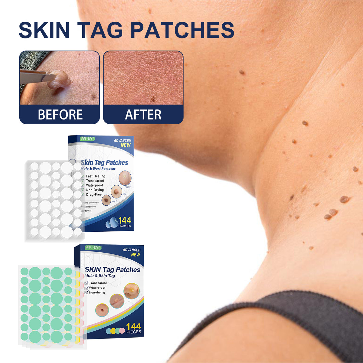 Skin Smoothing Patches 144PCS 36pcs X 4 sheets/box