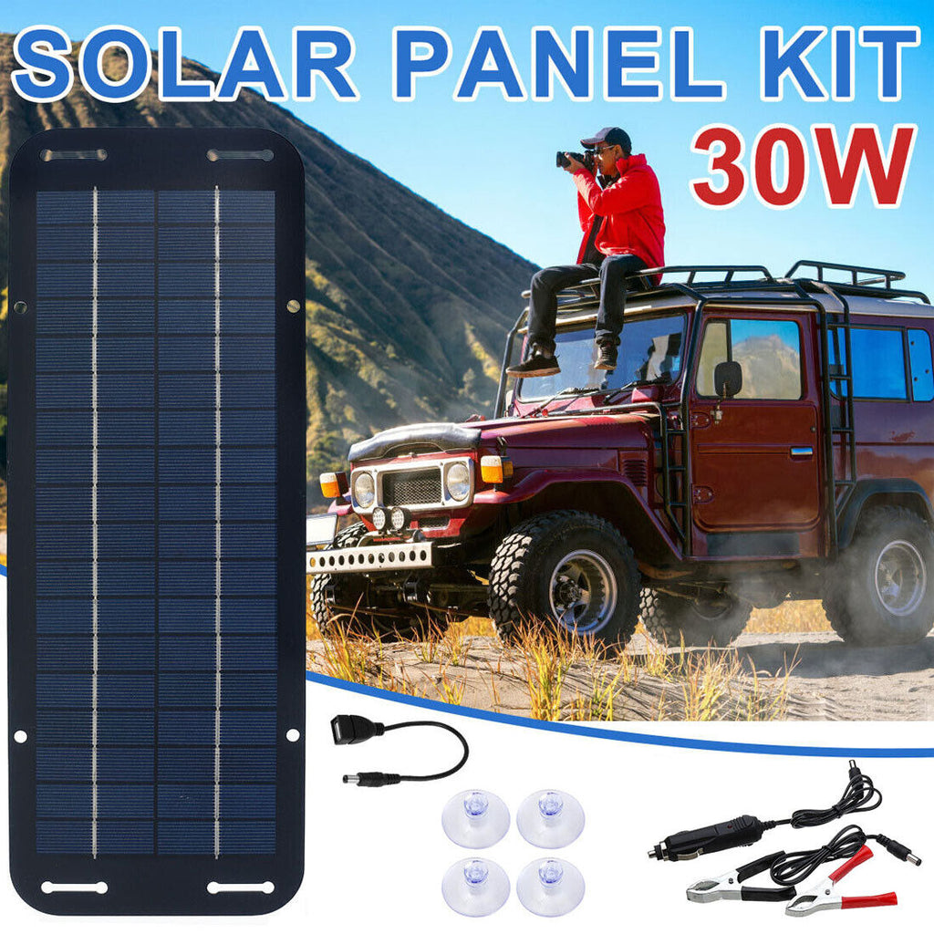30W Solar Panel Kit Chargeur de batterie Trickle 12Volt DC pour voiture Van Caravan Boat