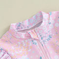 Bébé 9M-5Y Tout-petit Enfant Fille Maillot de bain Ruffle Floral Imprimer manches longues Zipper Swimwe