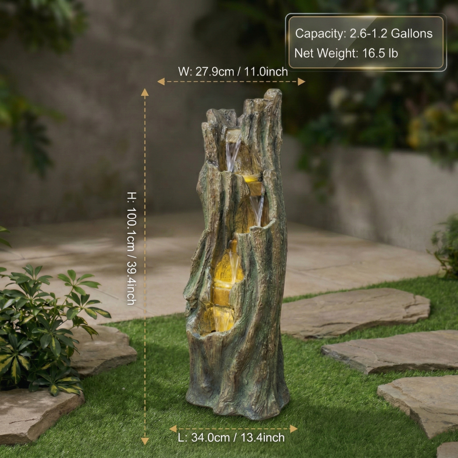 Fontaine de chute d'eau pour les jardins extérieurs et les jardins de patio comprend une LED L économe en énergie