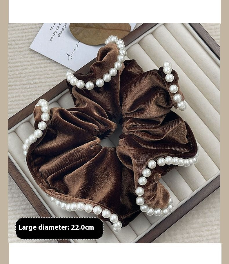 Vintage Velvet perles cheveux anneau tempérament surdimensionné Floking Style classique Toutes les correspondances E
