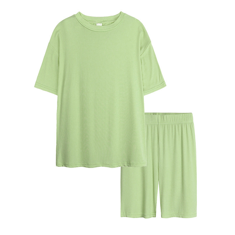 Solid Color Short Sleeve T-Shirt Two-Piece Set