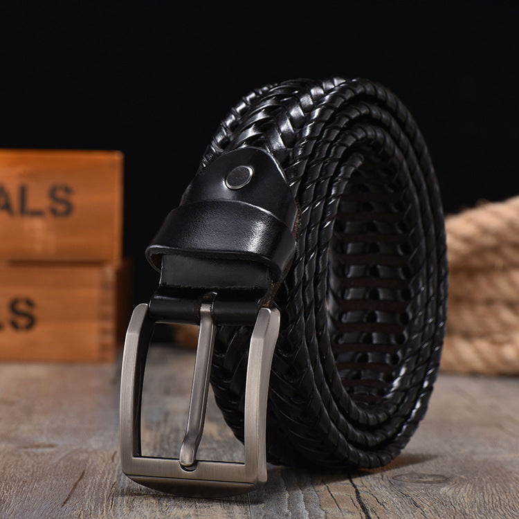 Ceinture en cuir vintage tissée à la main pour hommes