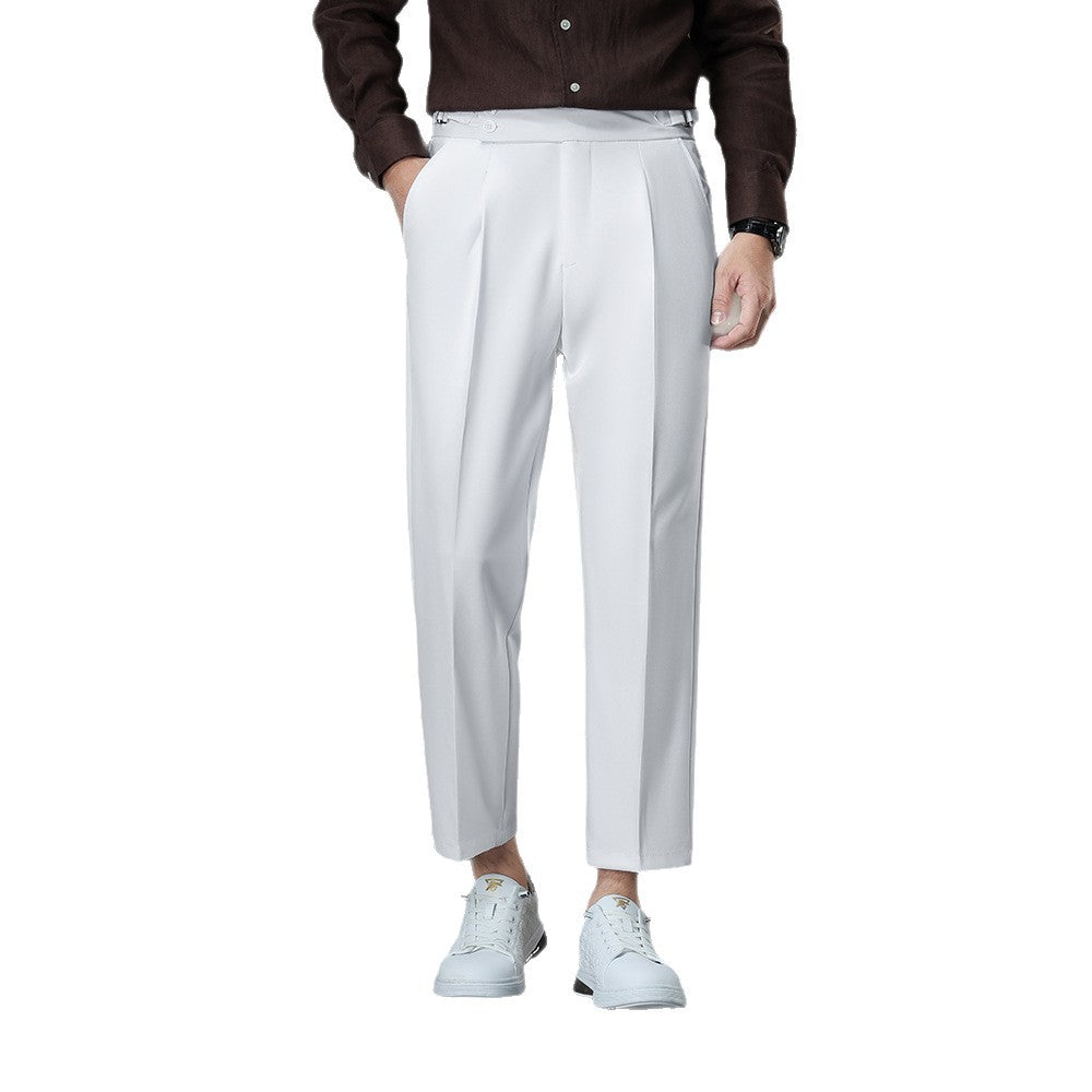 Pantalons pour hommes non-iron réglables de taille légère Business Gentleman Straight Leg Pantalons