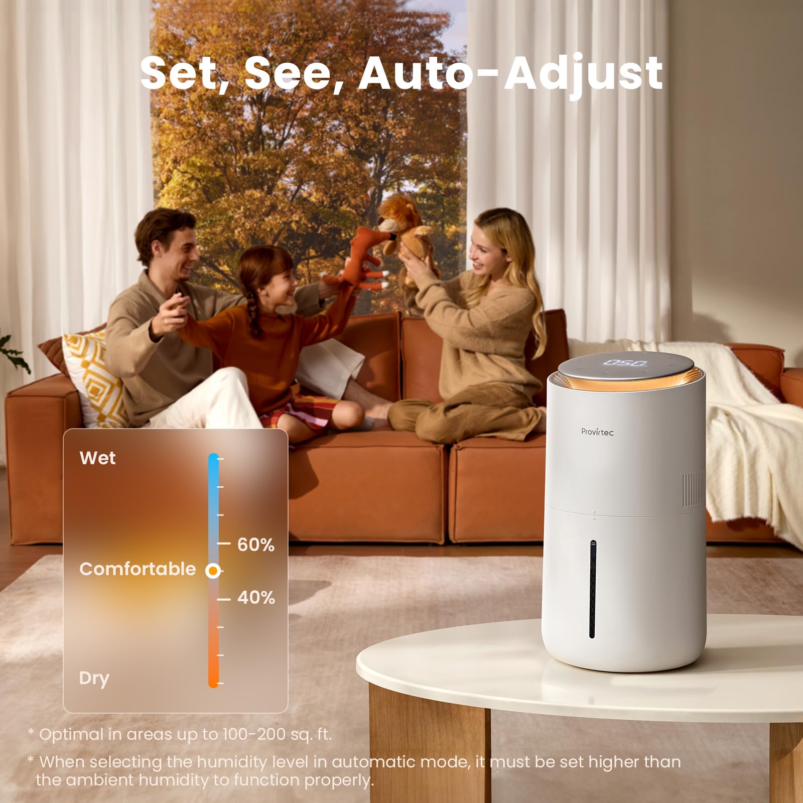 Humidificateur d'évaporation pour les enfants de chambre facile à nettoyer Petit contrôle d'humidité automatique 3L
