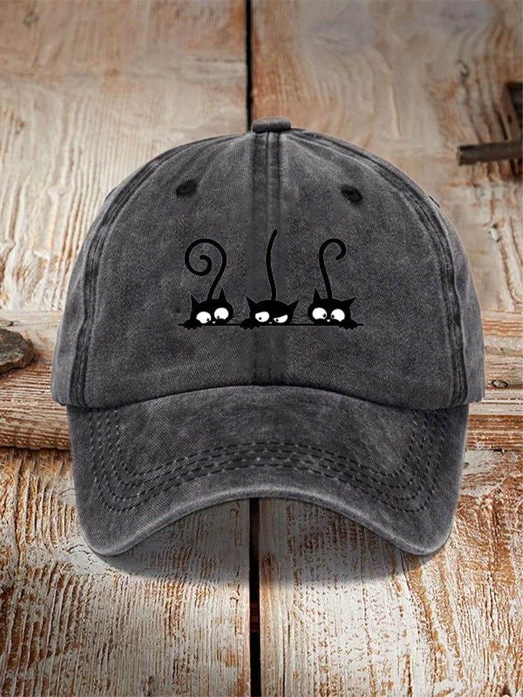 Chapeau imprimé en coton lavé Style distrait Hommes Vintage