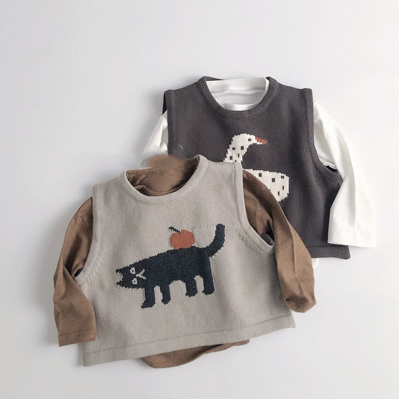 Printemps et automne Veste sans manches Jacquard Coton tricoté