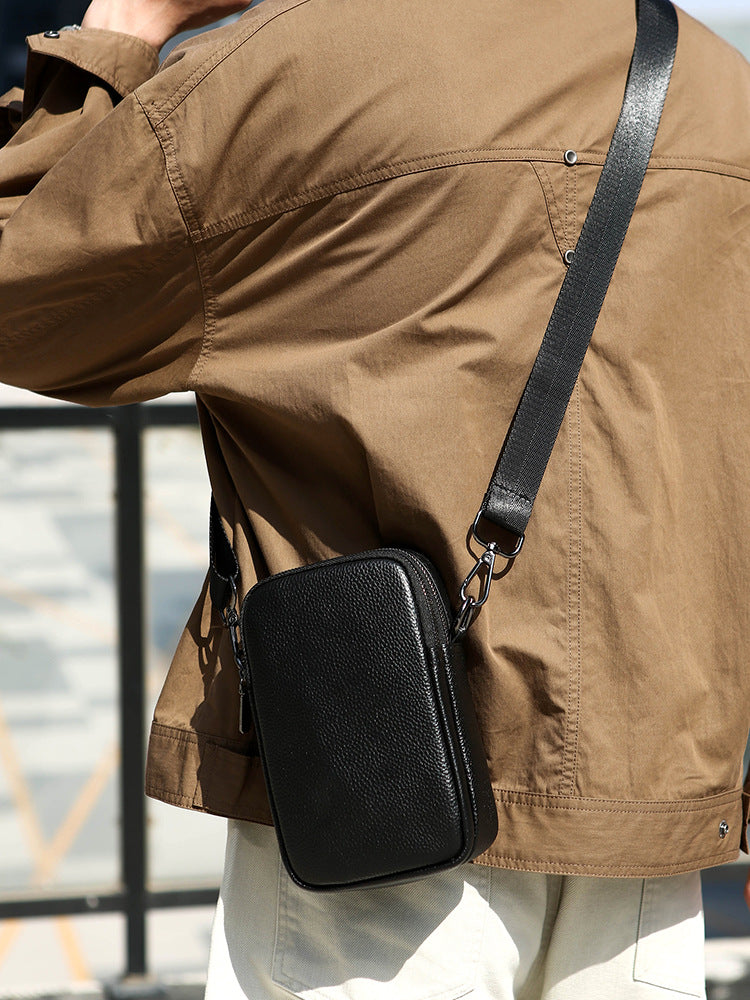 Sac croisé en cuir de première couche pour hommes