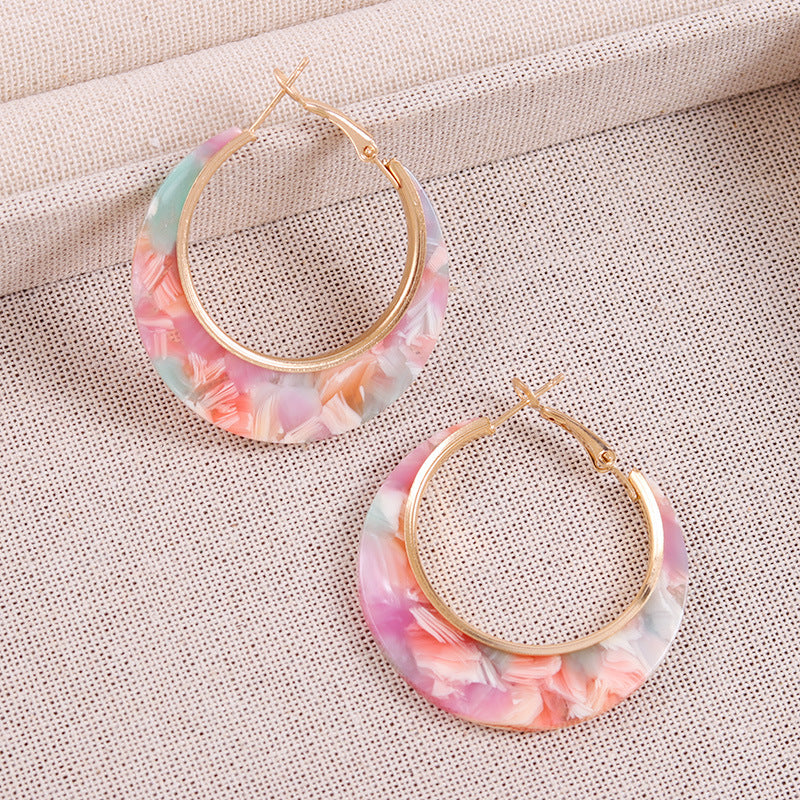 Designer Inspired Couleur Block Acétate Large C Boucles d'oreilles Acrylique Stud