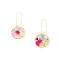 Boucles d'oreilles circulaires irrégulières à fleurs séchées de pétale rose