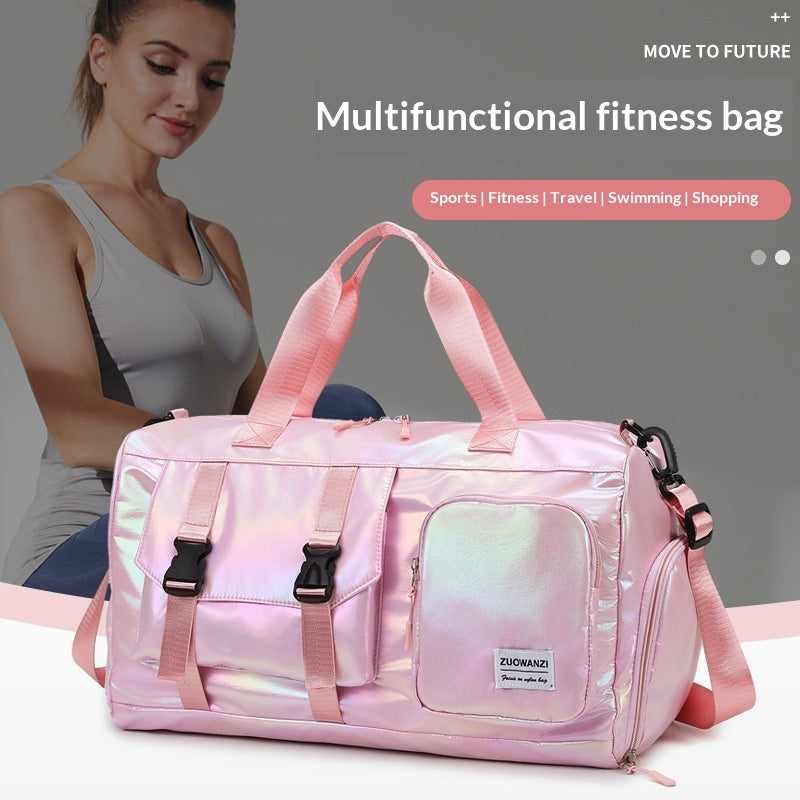 Sac de fitness de yoga perlescent coloré avec séparation sèche-humide