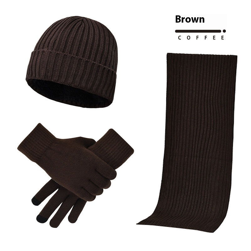 Gants d'écharpe de chapeau en laine chaude, tricotés par des hommes et des femmes