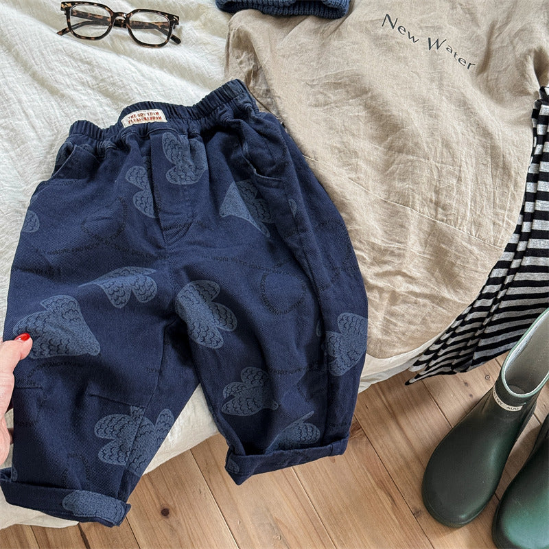 Pantalons en coton lavé pour enfants