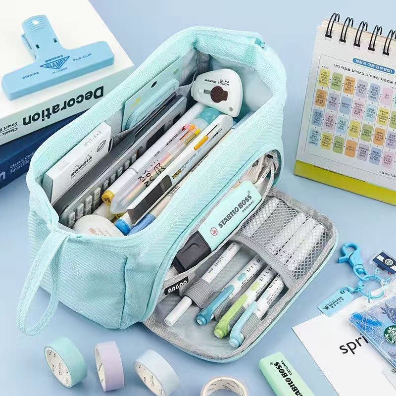 Fashion Double Canvas Multifunctional Pencil Case
