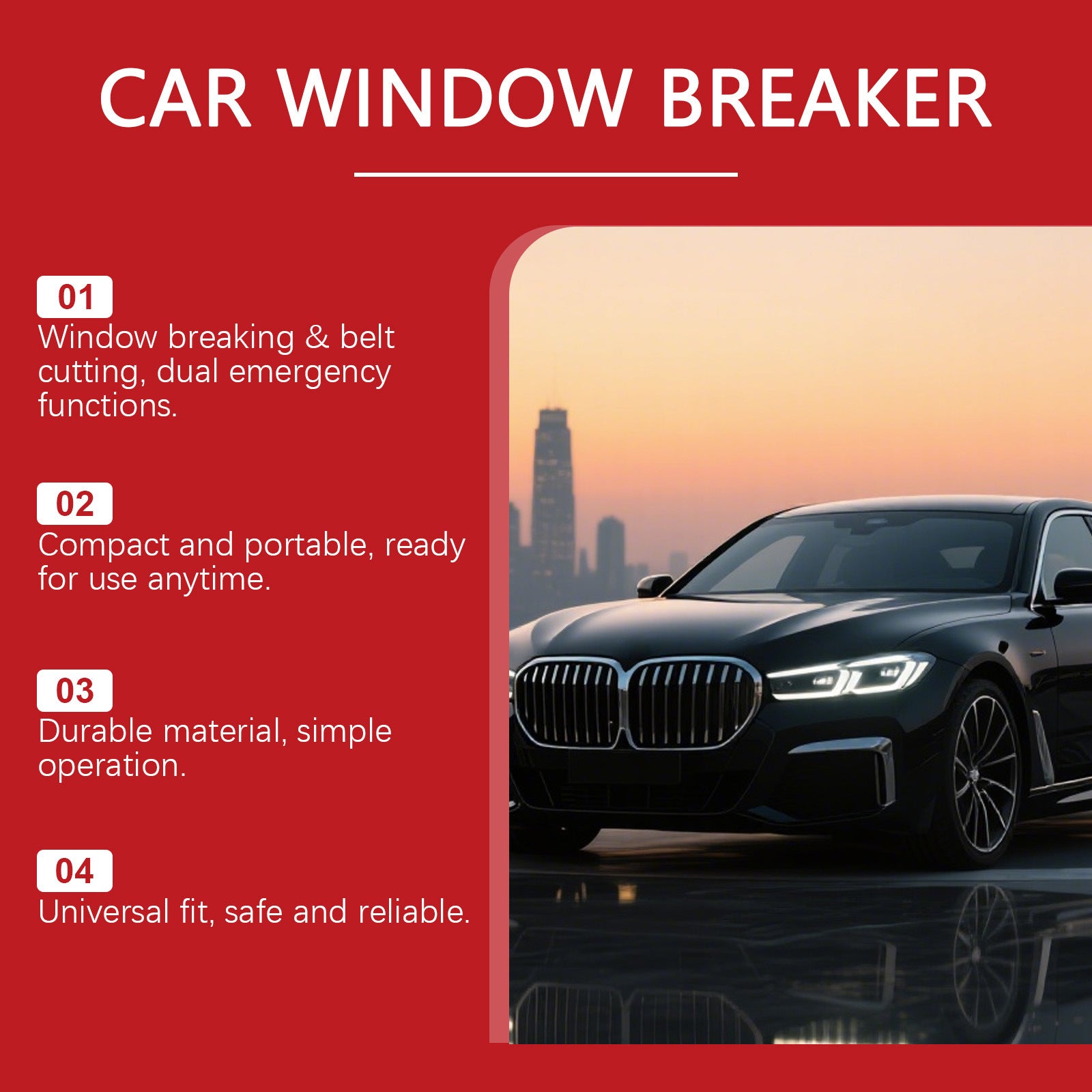 Hikmarion Fenêtre de voiture-Breaking Hammer