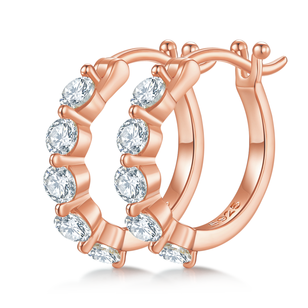 S925 Boucles d'oreilles en argent sterling 10pcs Moissanite Hoop pour femmes 17mm plaqué platine GRA Cer