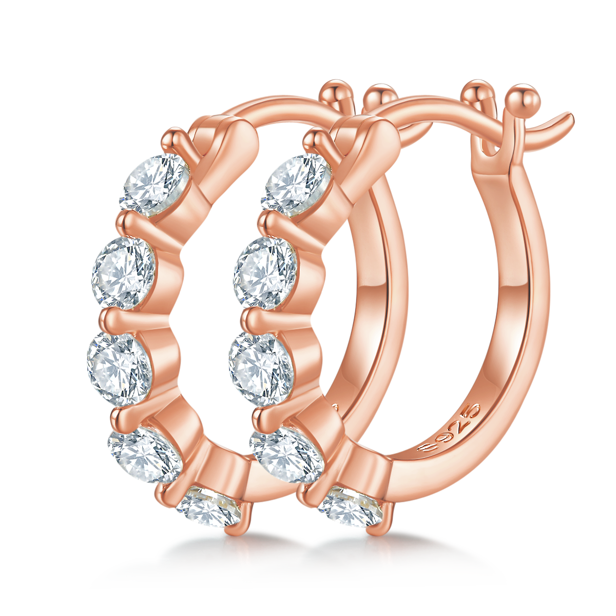 S925 Boucles d'oreilles en argent sterling 10pcs Moissanite Hoop pour femmes 17mm plaqué platine GRA Cer