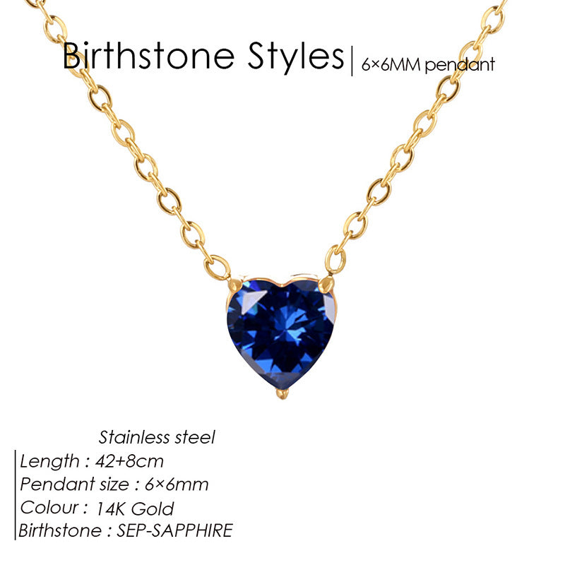 Pendentif en forme de cœur cristal coloré et collier de Zircon