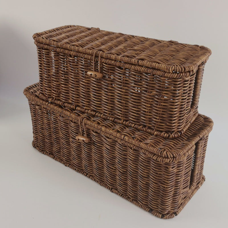 Panier de rangement pour tissés de style rotin et rotin