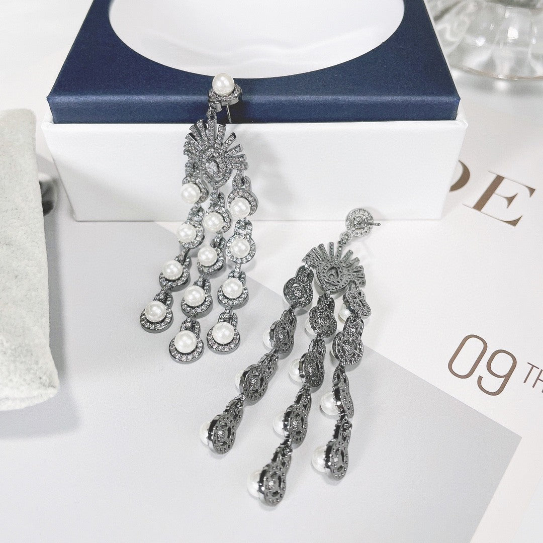 Boucles d'oreilles micro inlay Zircon style perles