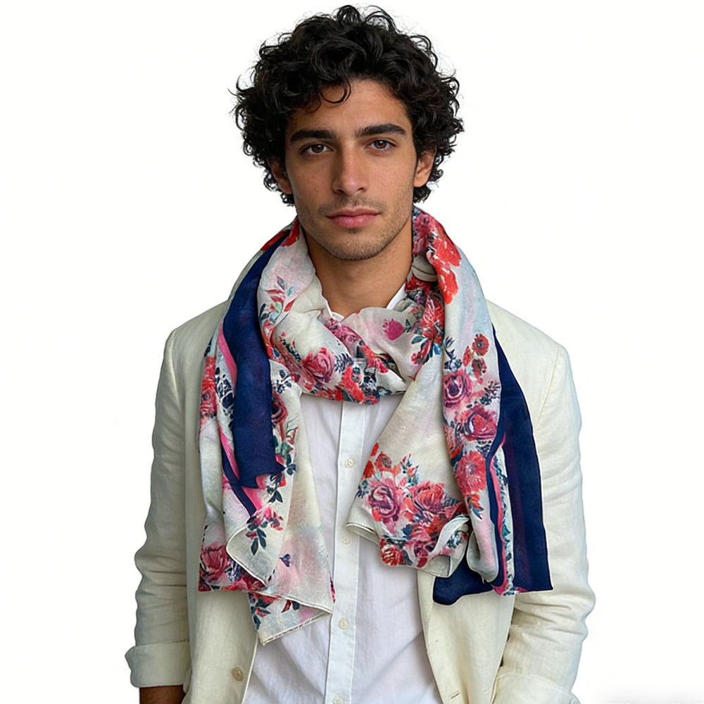 2-piece Extra-Long Chic Floral Lightweight and Elegant Scarf
