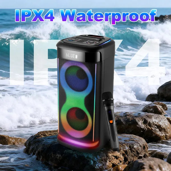Haut-parleur de partie sans fil portable avec lumière LED sans fil Mic télécommande TWS Treble Basse