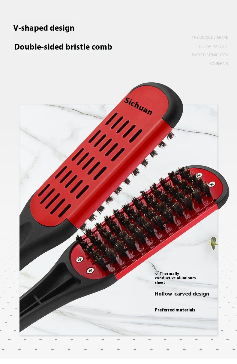 Peigne de pince de coiffure Bristle cheveux droits Styling cheveux droits Comb en forme de V