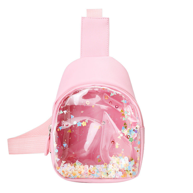 Solid Color PU cuir de poitrine pour enfants Quicksand léger tendance pour les enfants