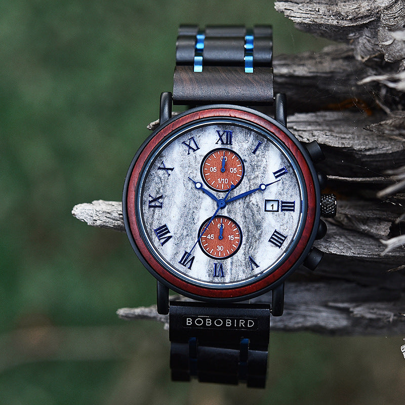 Montre de décoration Quartz en bois unisexe