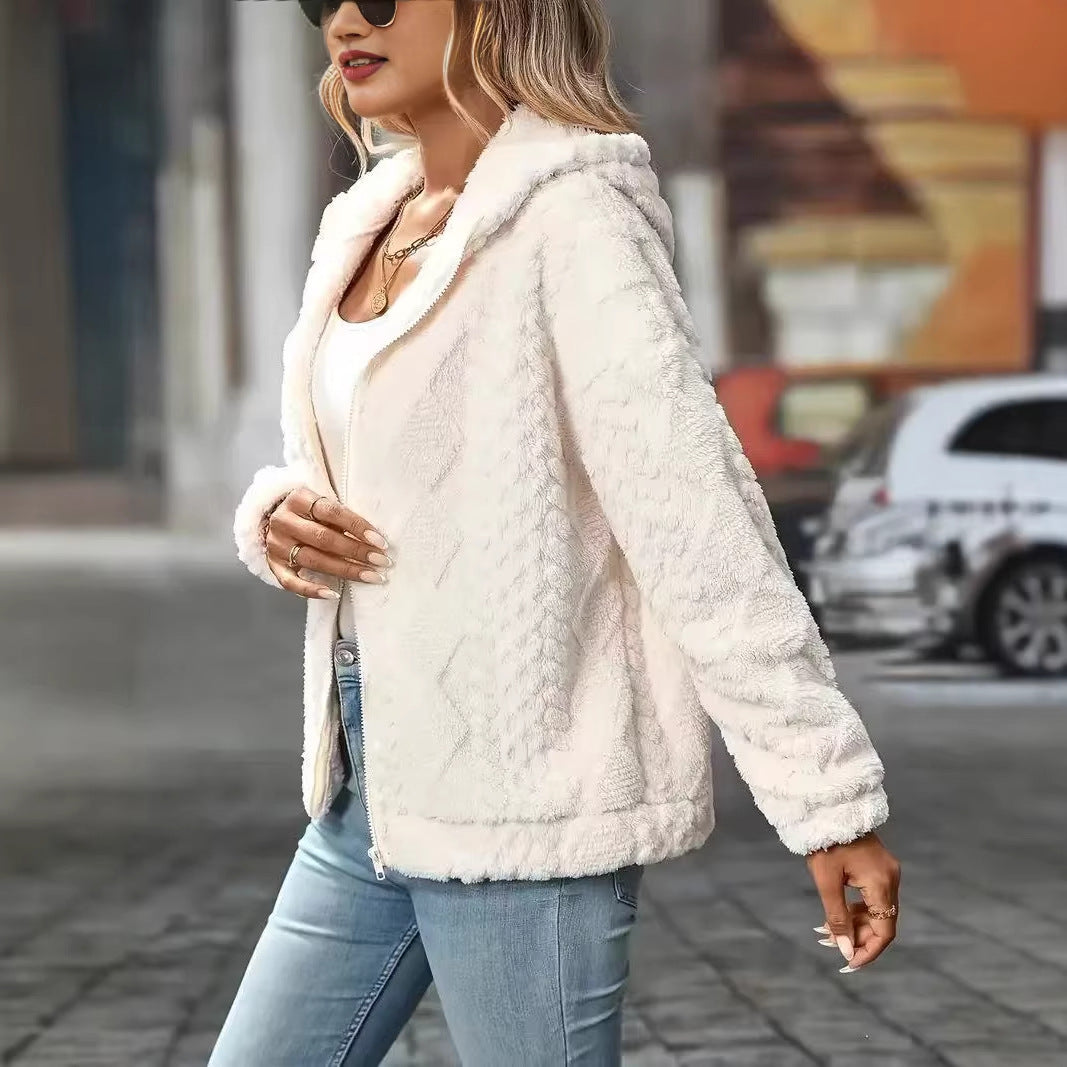 Manteau à capuche en peluche pour femmes