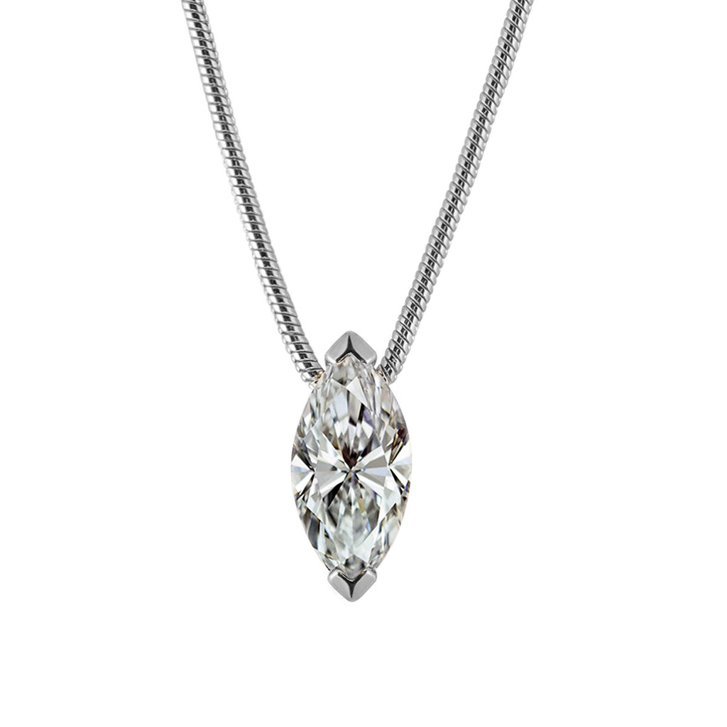 S925 Argent plaqué or Marquise 5&10mm Collier en mossanite 1ct D Couleur VVS1 Argent doré O