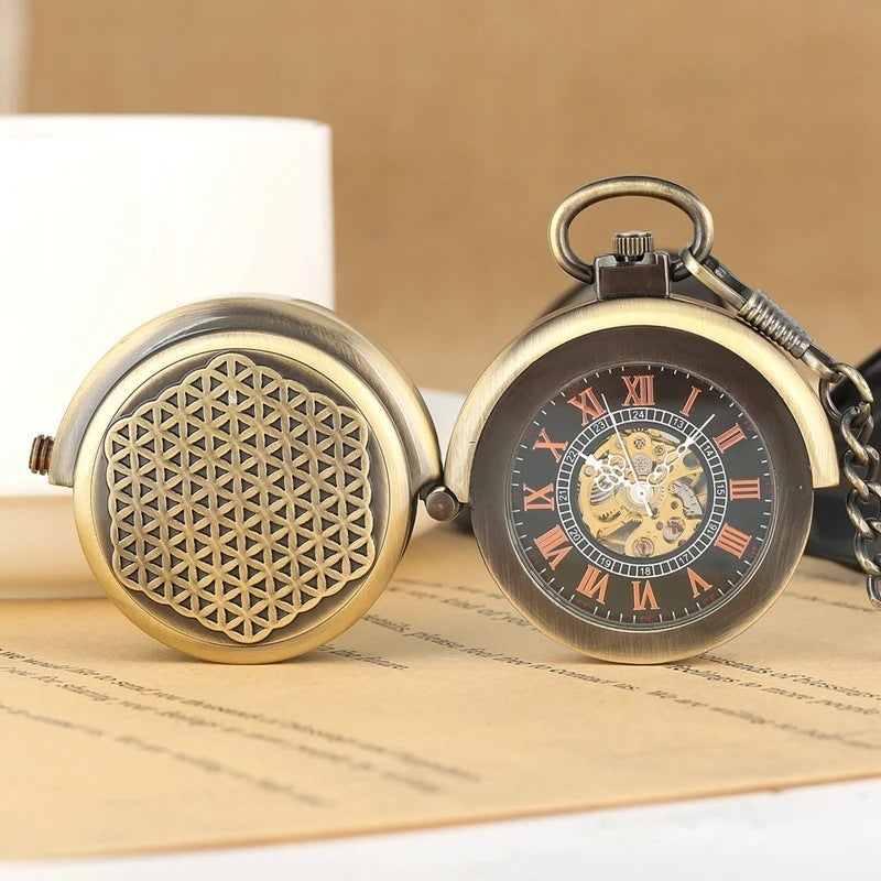 Manual winding mechanical pocket watch with Roman numerals